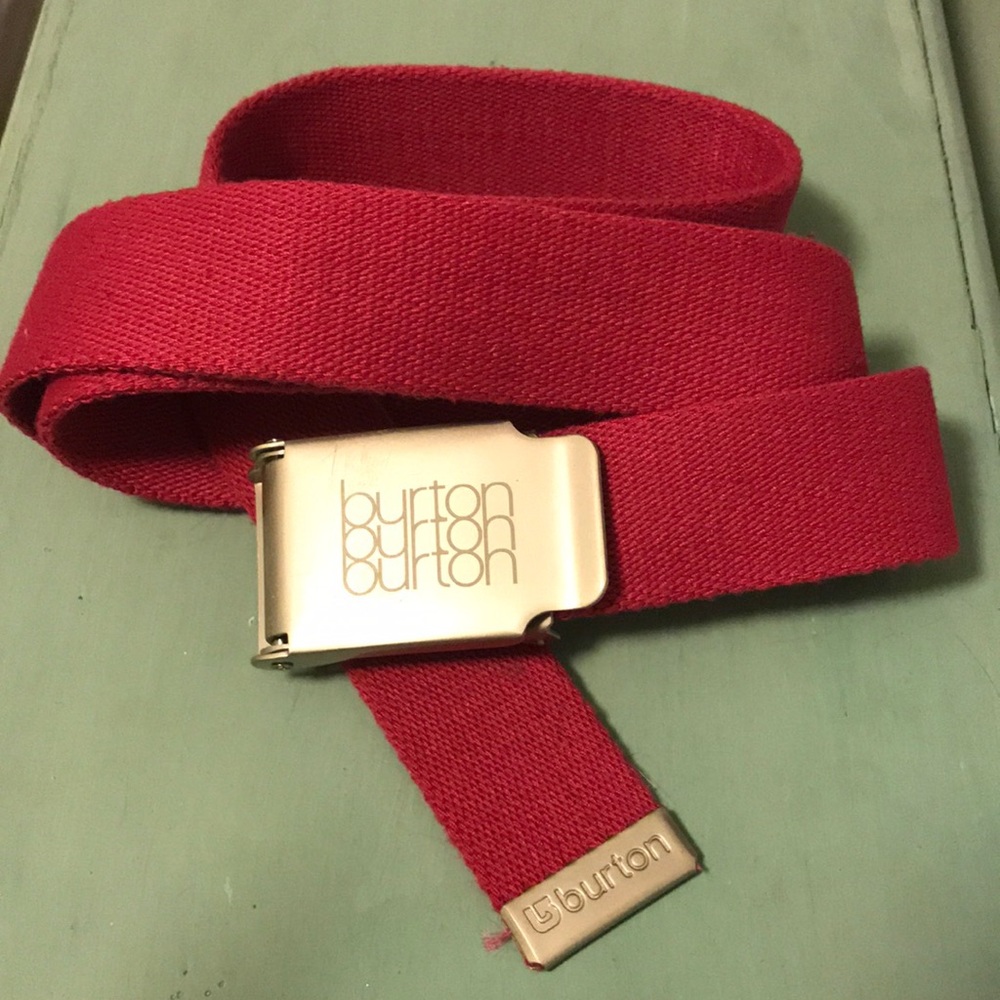 Burton Red Webbing Belt with Metal Buckle